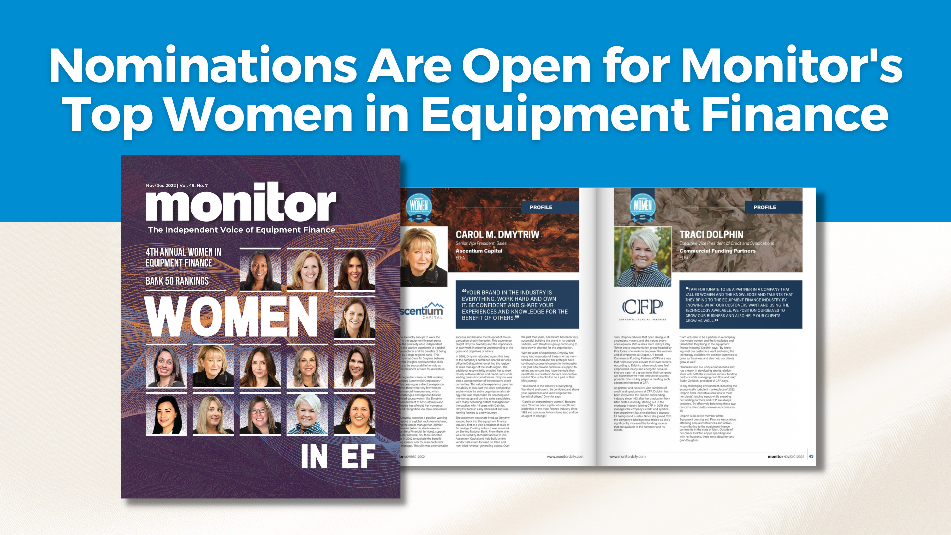 Monitor's Top Women in Equipment Finance Nominations - Monitordaily
