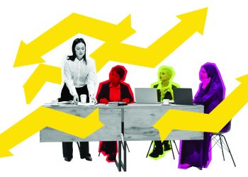 shutterstock 2526989957 Woman with yellow arrows scaled 1