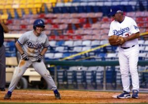 mg baseball at first base at 600