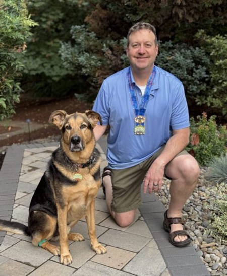 scott eshleman and dog at 450